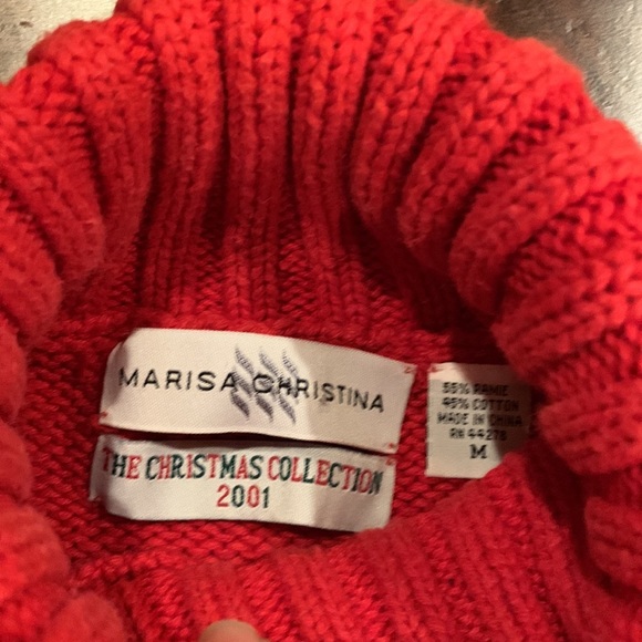 Vintage Marisa Christina Christmas Tree Button Red Sweater Size M 2001 - Picture 3 of 8